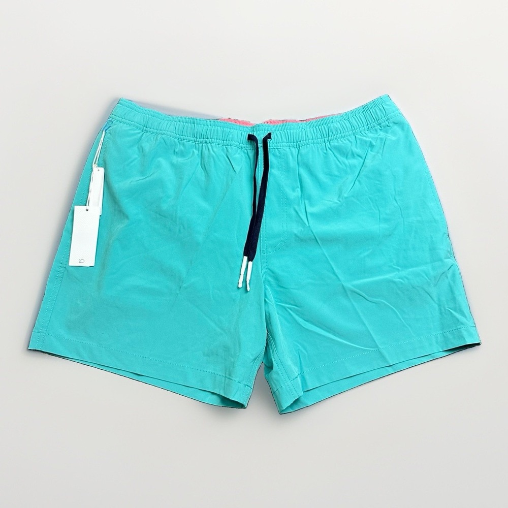 Southern Tide Mens XL Swim Shorts Trunks Tidal Wave Teal Blue 6 Inseam 8828-1216